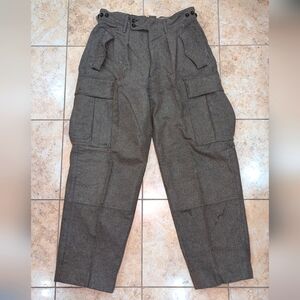 Vintage Wool German Army Pants Cargo Dark Green
